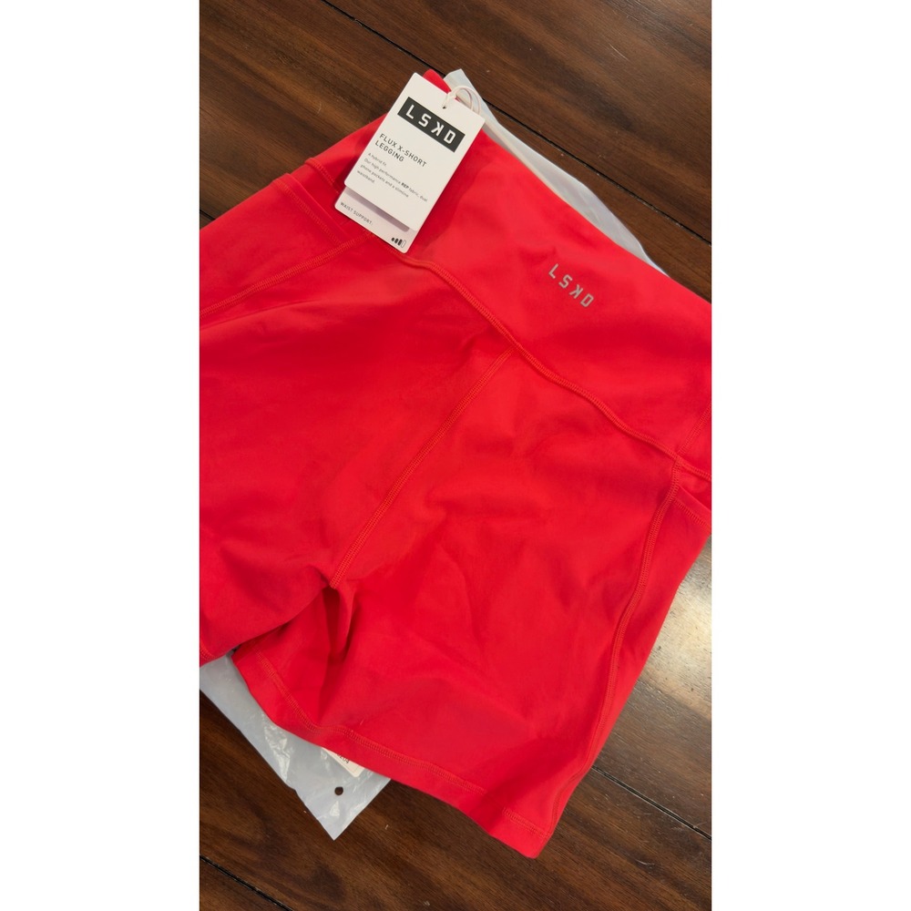 LSKD Flux X-Short Legging Scarlet Red Ultra High-Rise 4 Inch Shorts XL NEW NWT - Picture 6 of 16
